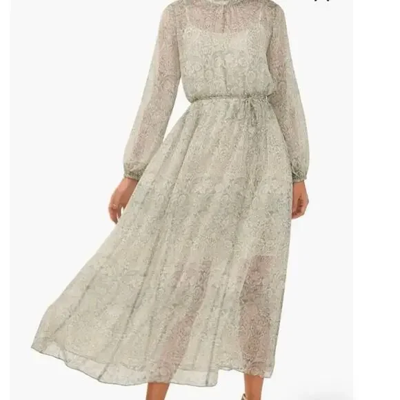 Halogen | Dresses | 7s Inspired Sheer Halogen Floral Metallic Tie Waist Long Sleeve Dress Xs Nwt | Poshmark Halogen | Dresses | 7s Inspired Sheer Halogen Floral Metallic Tie Waist Long Sleeve Dress Xs Nwt | Poshmark